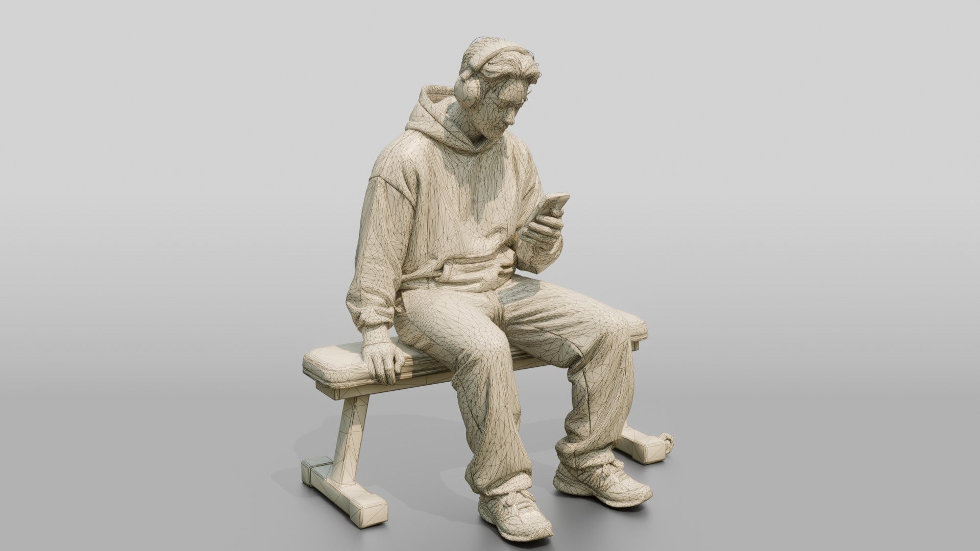 Man Sitting Checking Smartphone