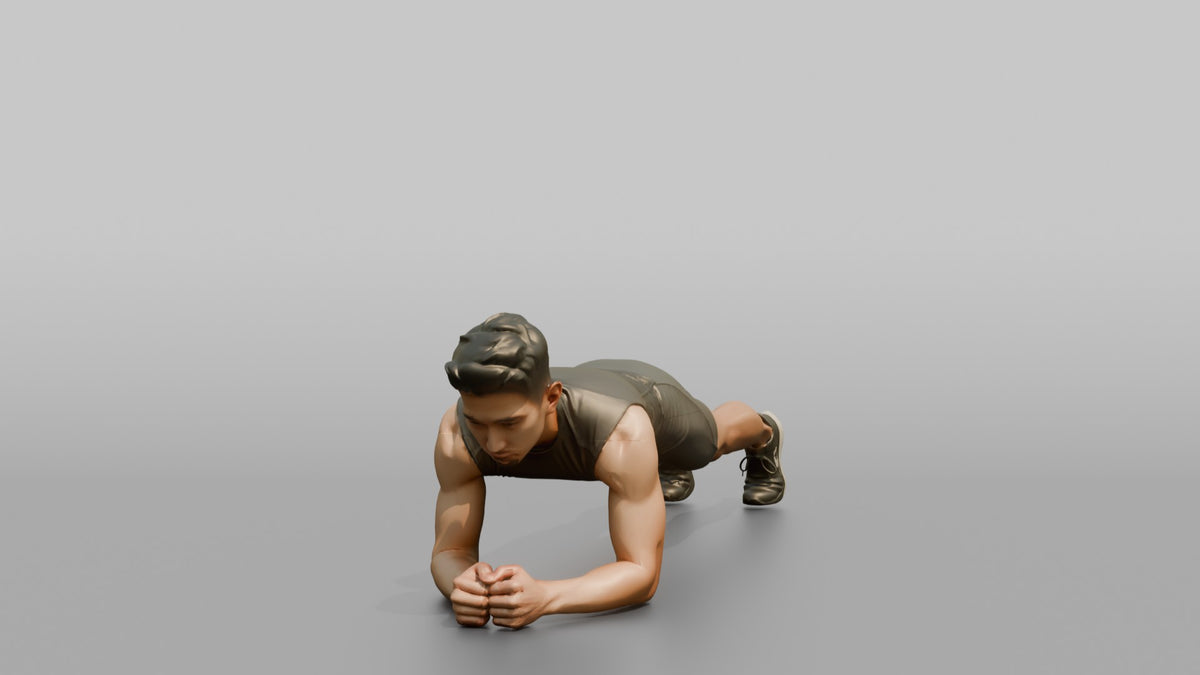 Fitness Influencer Man Holding A Plank Position - 3D character model, view 4
