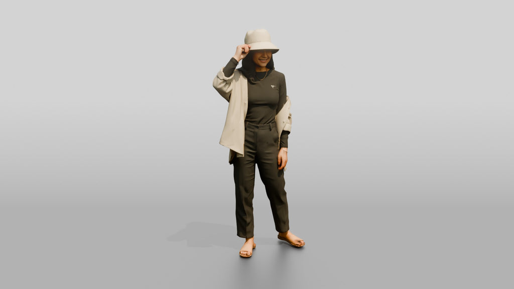 Woman Touching the Rim of Her Hat