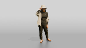 Woman Touching the Rim of Her Hat - 3D character model, view 1