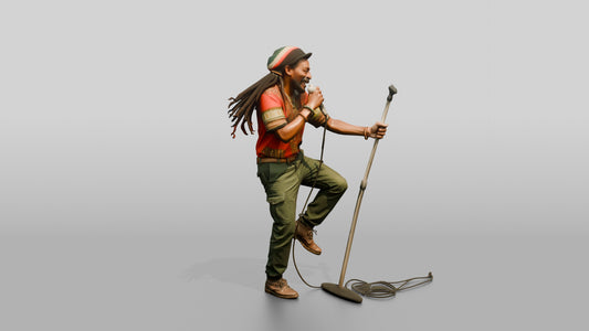 Reggae MC Skanking with Mic Stand - 3D character model, view 1