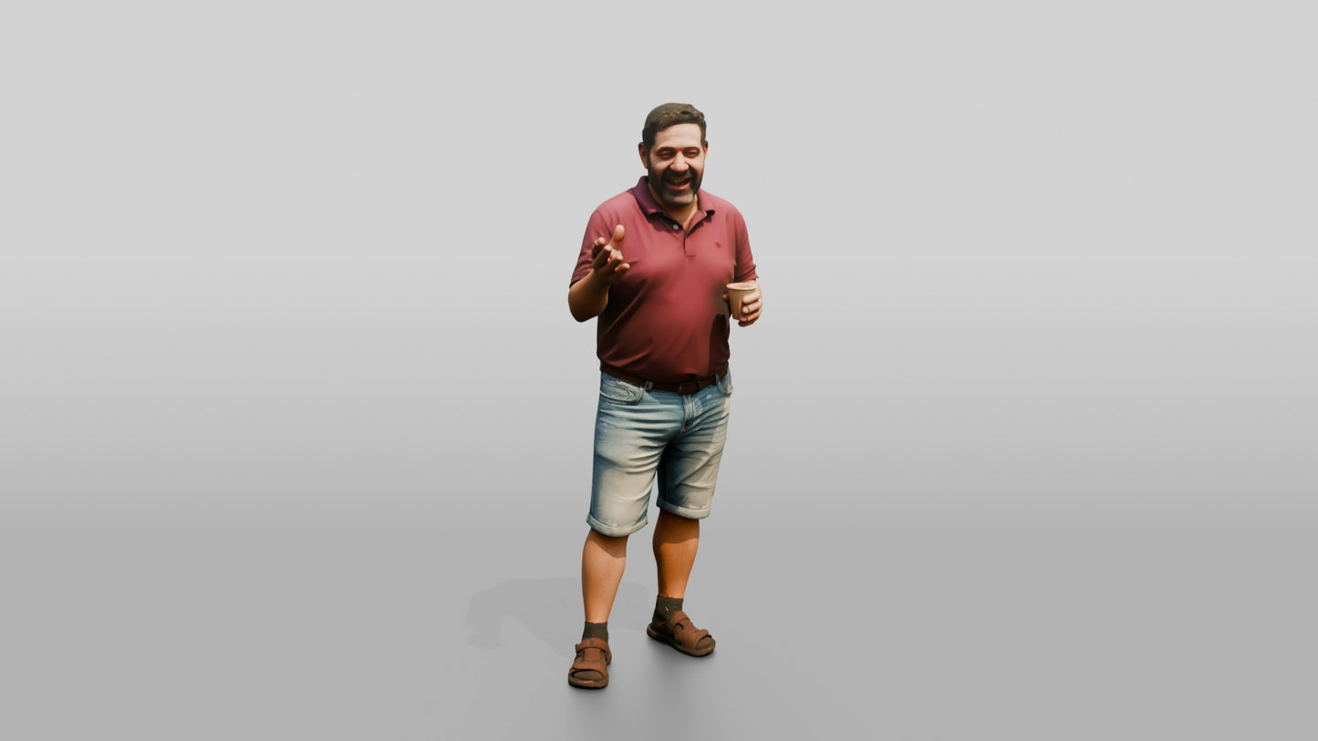 Plus-Size Maltese Man Laughing During a Conversation
