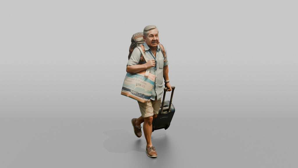 Traveler Jogging Late For A Flight