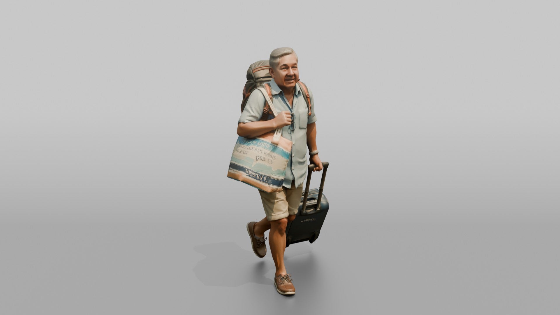 Traveler Jogging Late For A Flight