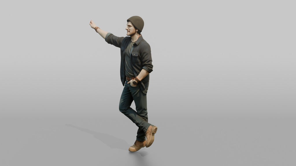 Farmer Leaning Against Unseen Post Resting Boots