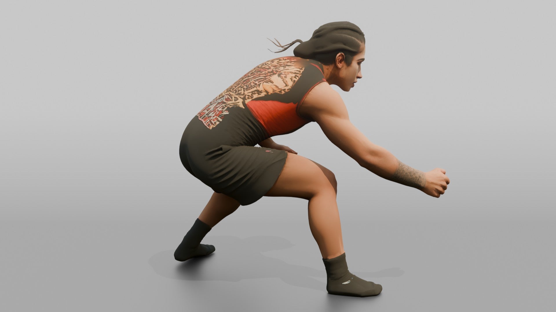 BJJ Fighter Crouched Stance Shooting for an Ankle Pick