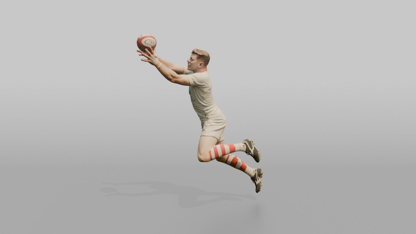 English Flanker Jumping to Block a Kick