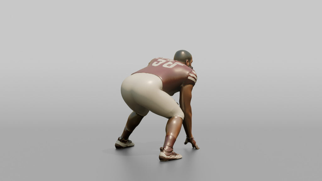 Offensive Lineman in a Three-Point Stance