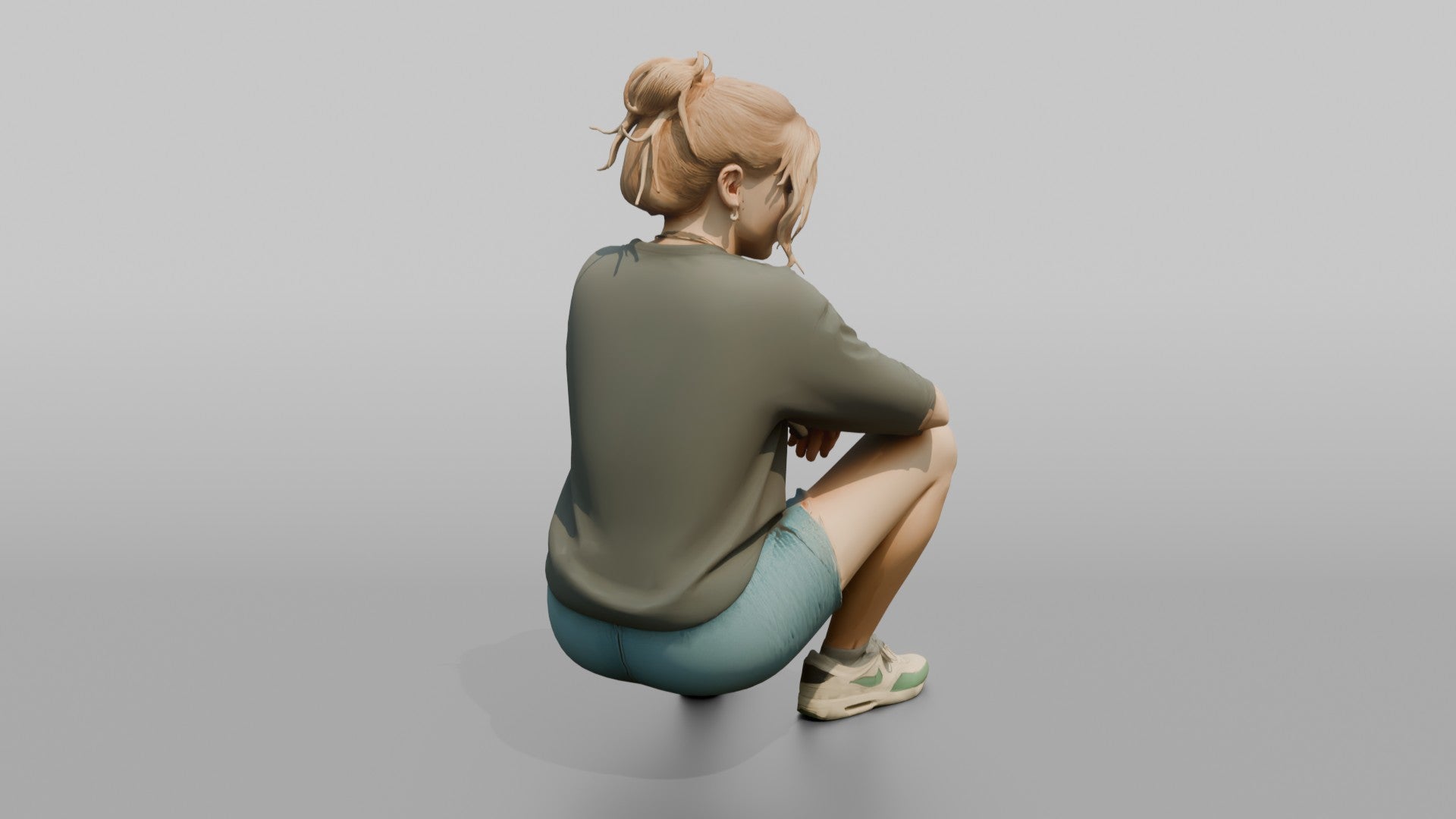Teenager Sitting on a Curb in Streetwear