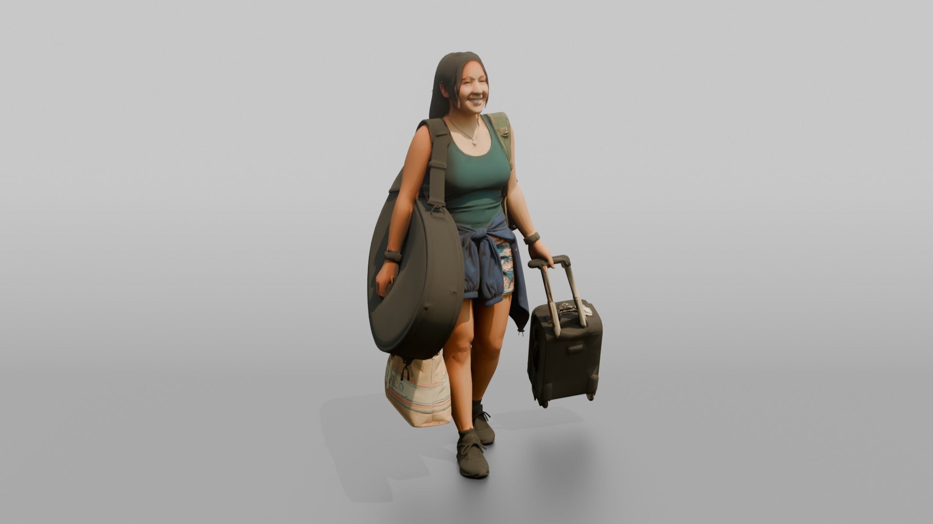 Traveler Carrying A Surfboard Bag
