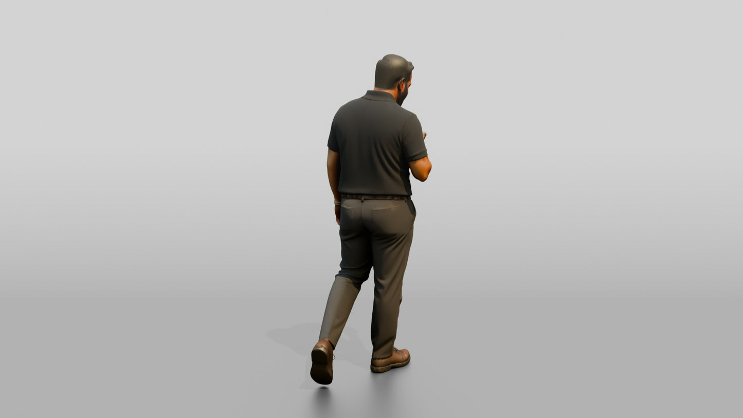 Man Checking His Phone in the Hallway