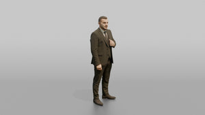 Door Staff Man Adjusting A Suit Jacket Lapel - 3D character model
