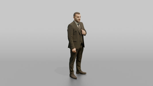 Door Staff Man Adjusting A Suit Jacket Lapel - 3D character model