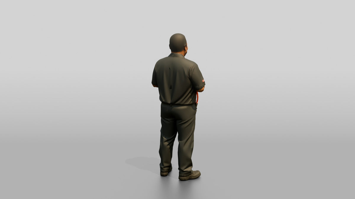Mechanic Holding Spark Plug Wires - 3D character model, view 3