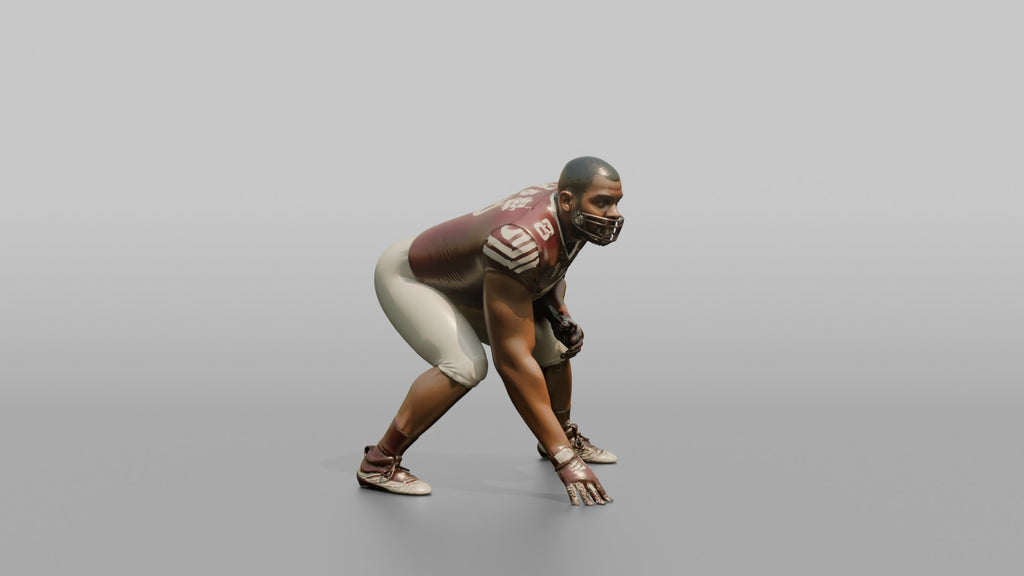 Offensive Lineman in a Three-Point Stance