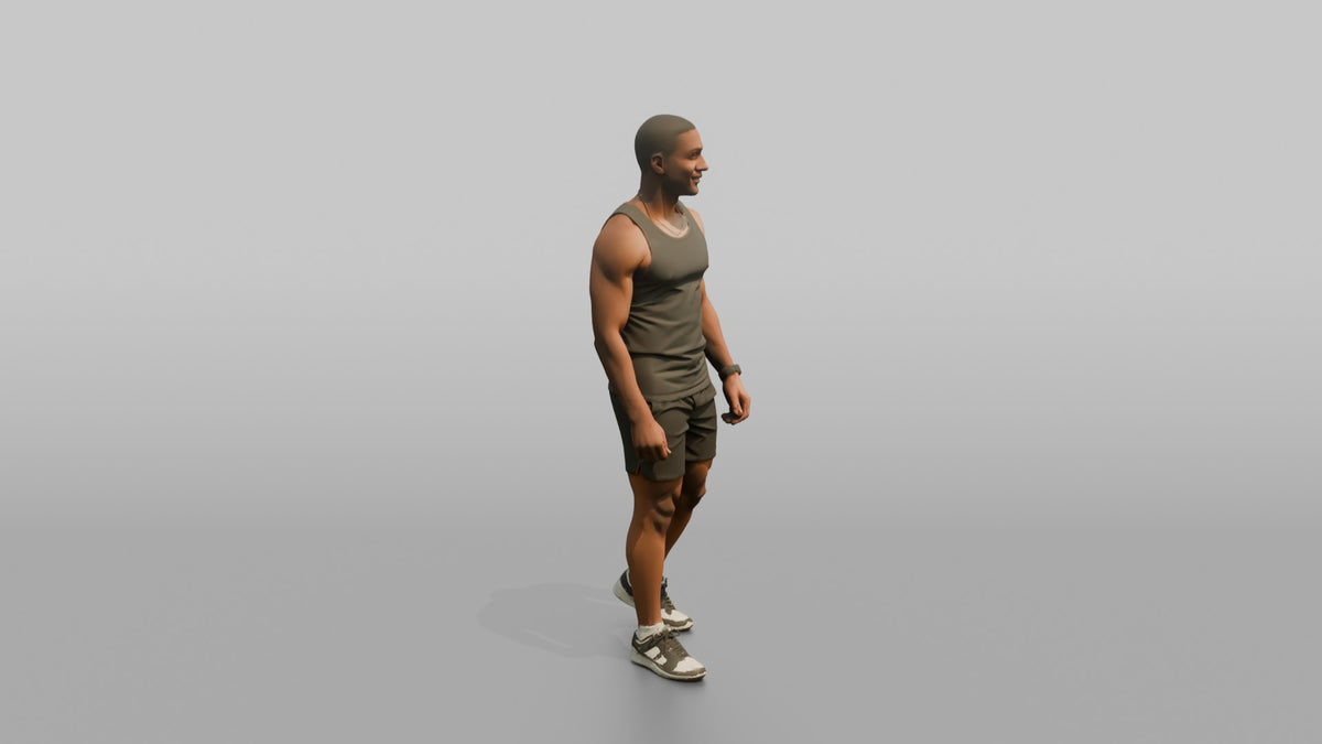 Fitness Influencer Man Standing Confidently, One Foot Forward - 3D character model, view 2