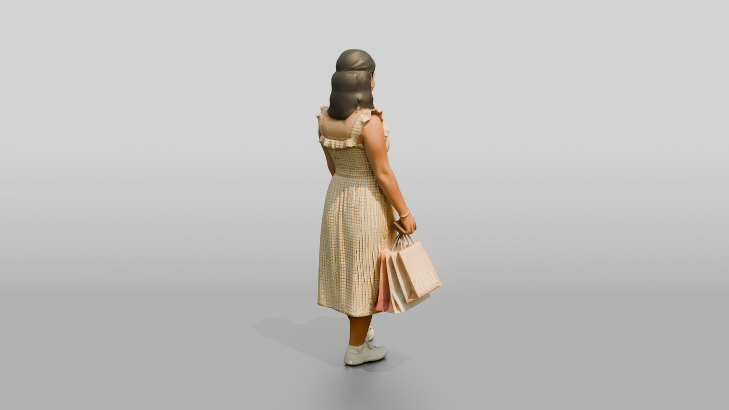 Curvy Spanish Woman Looking at Her Shopping Bags