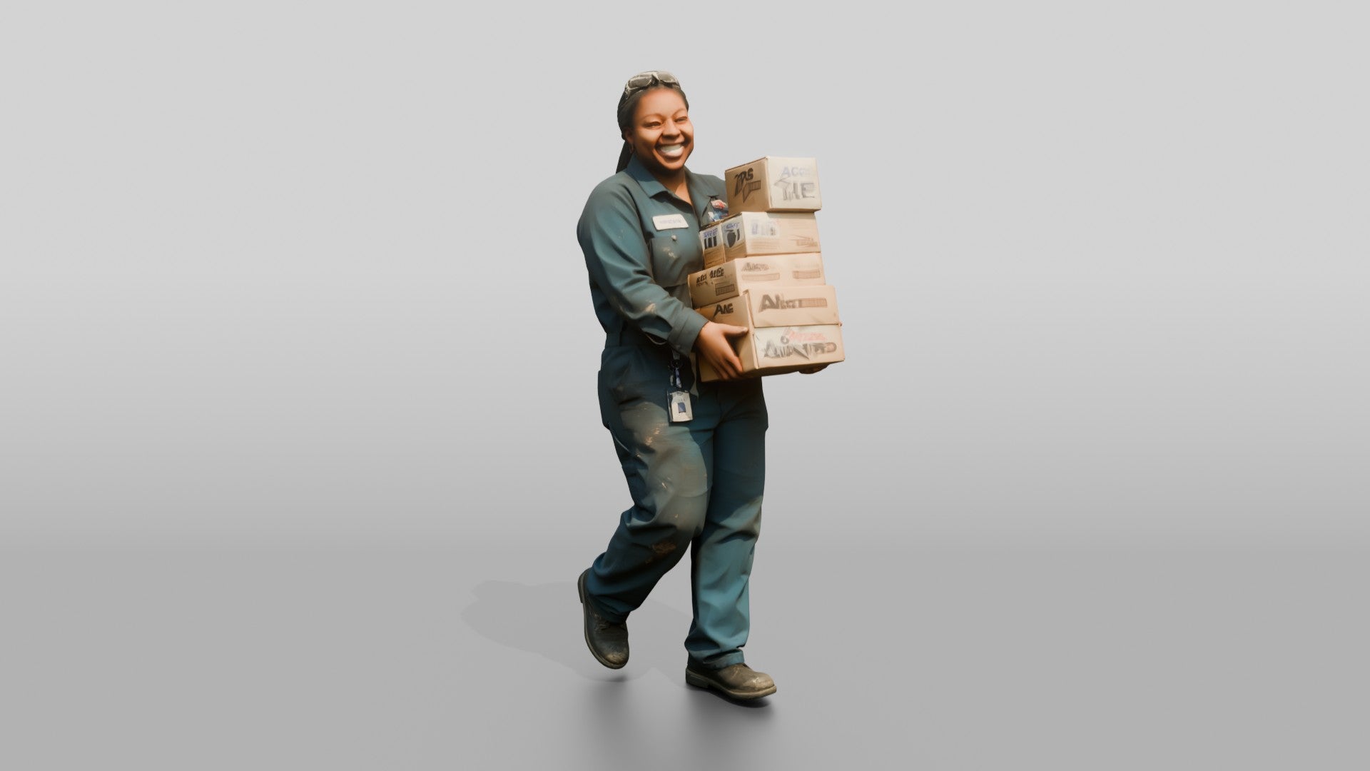 Mechanic Carrying Oil Filter Boxes