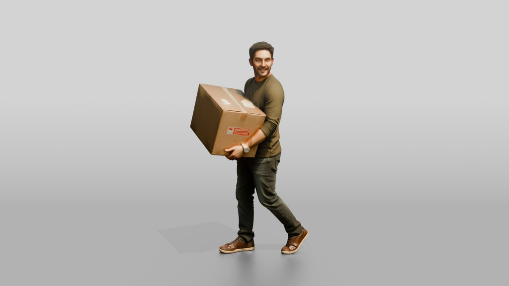 Man Carrying Cardboard Box