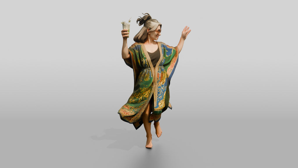 Boho Woman in a Colorful Kaftan