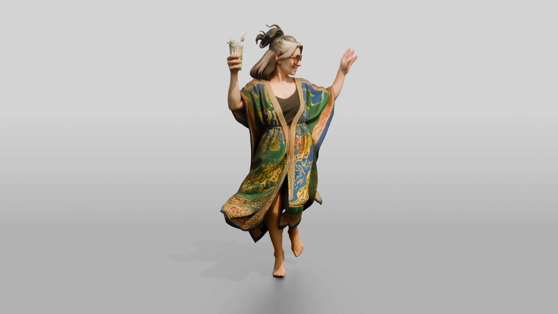 Boho Woman in a Colorful Kaftan