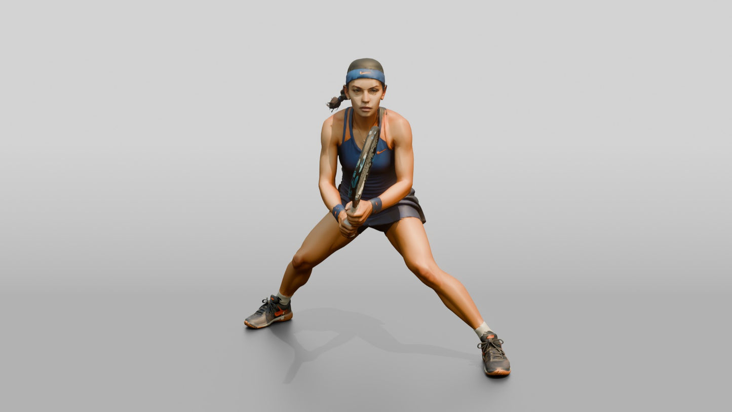Female Tennis Player Split-Stepping for a Return