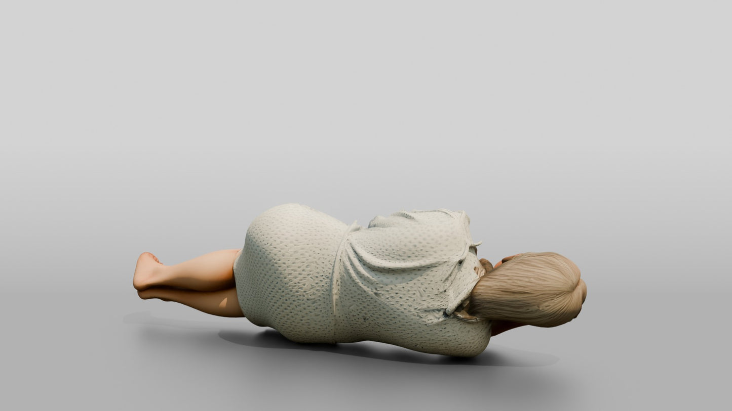Elderly Woman Patient Resting on the Floor