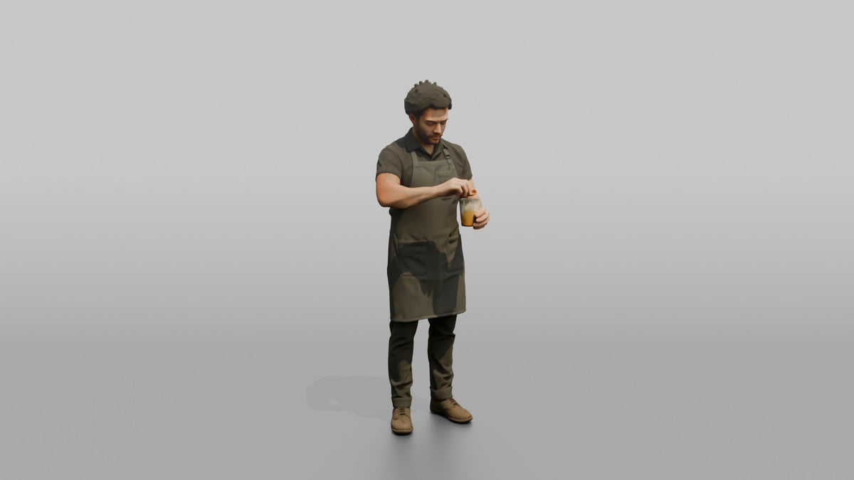 Bartender Man Holding A Citrus Twist Over A Glass - 3D character model