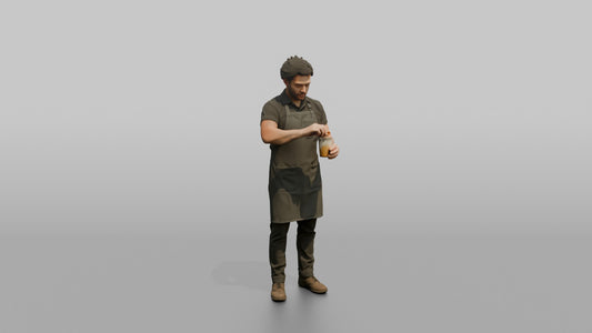 Bartender Man Holding A Citrus Twist Over A Glass - 3D character model
