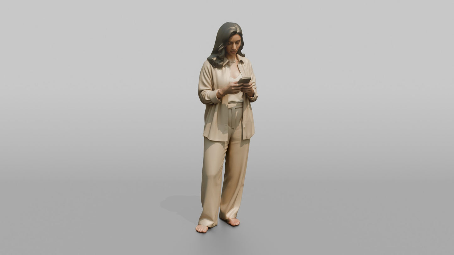 Vacationer Wearing Chic Beige Linen Set