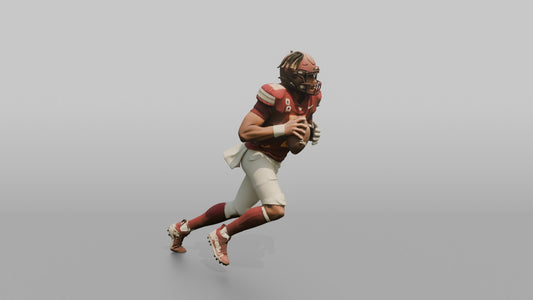 Quarterback Scrambling Out of the Pocket - 3D character model, view 1