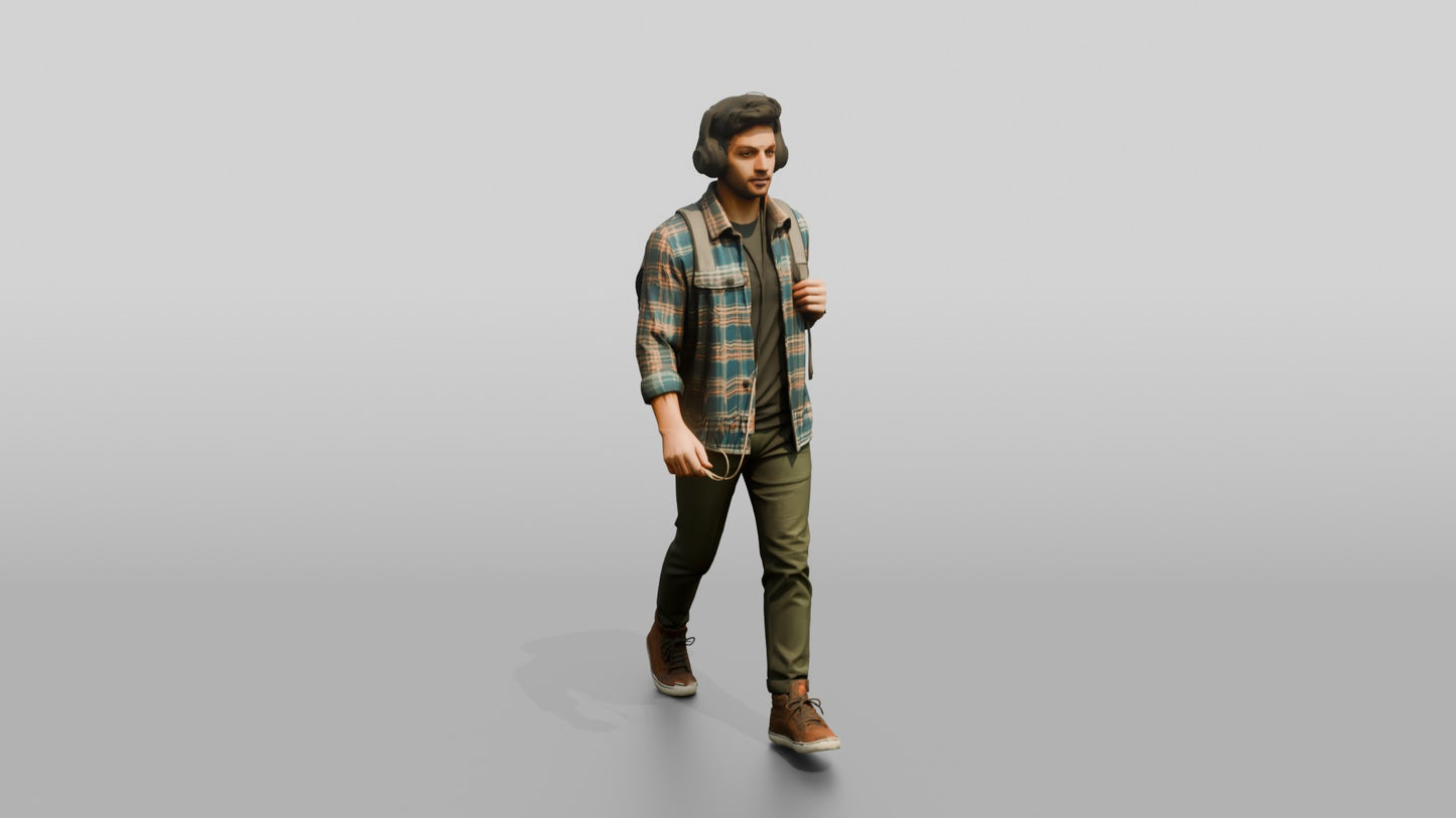 Man Walking with a Backpack