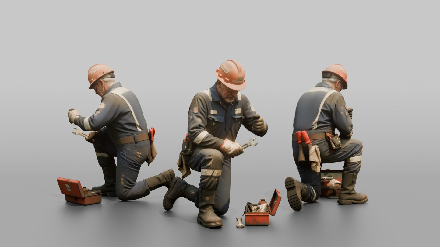 Pumpman Repairing a Cargo Pump on Deck