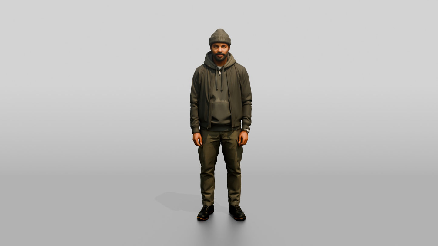 African-American Man in Heavy Hoodie and Bomber Jacket