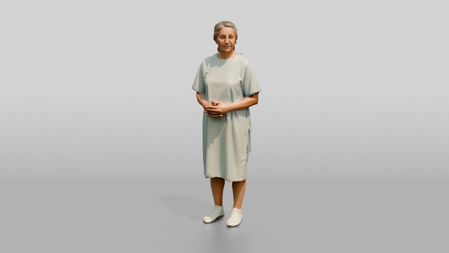 Elderly Woman Patient with Hands Clasped