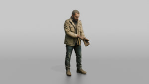 Protester Man Putting On Gloves - 3D character model, view 1