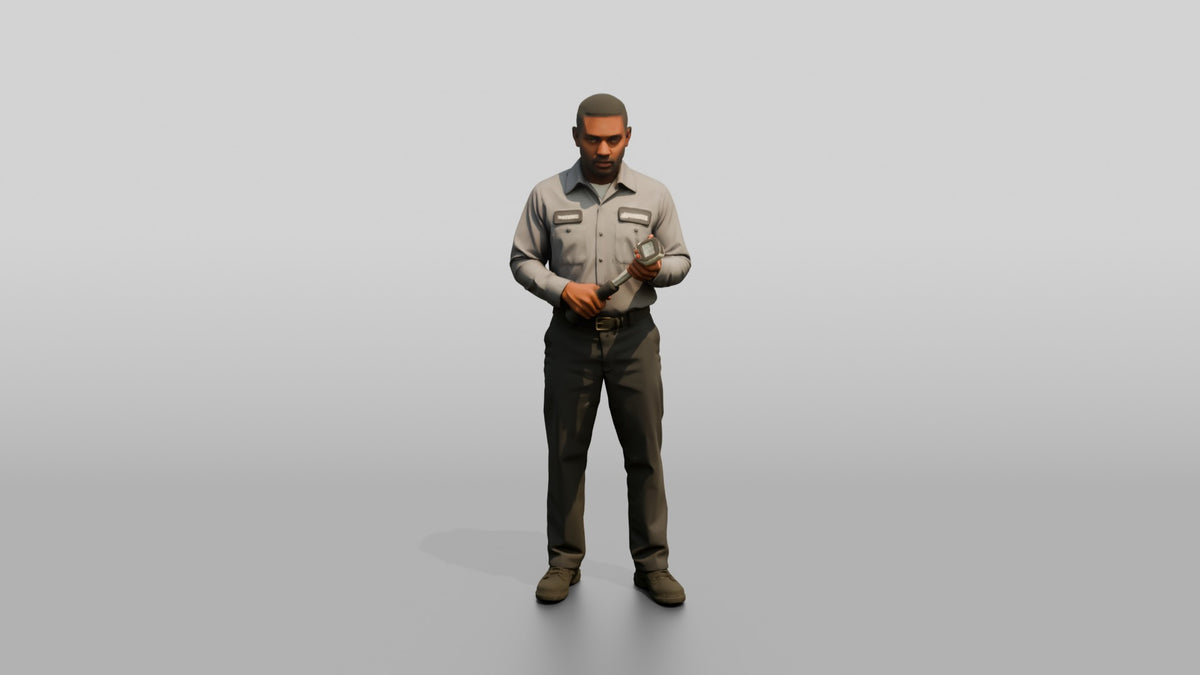 Mechanic Using a Torque Angle Gauge - 3D character model, view 5
