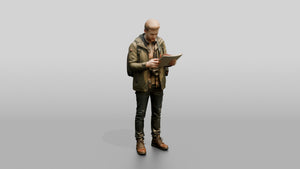 Young Man Looking at Church Map - 3D character model, view 1