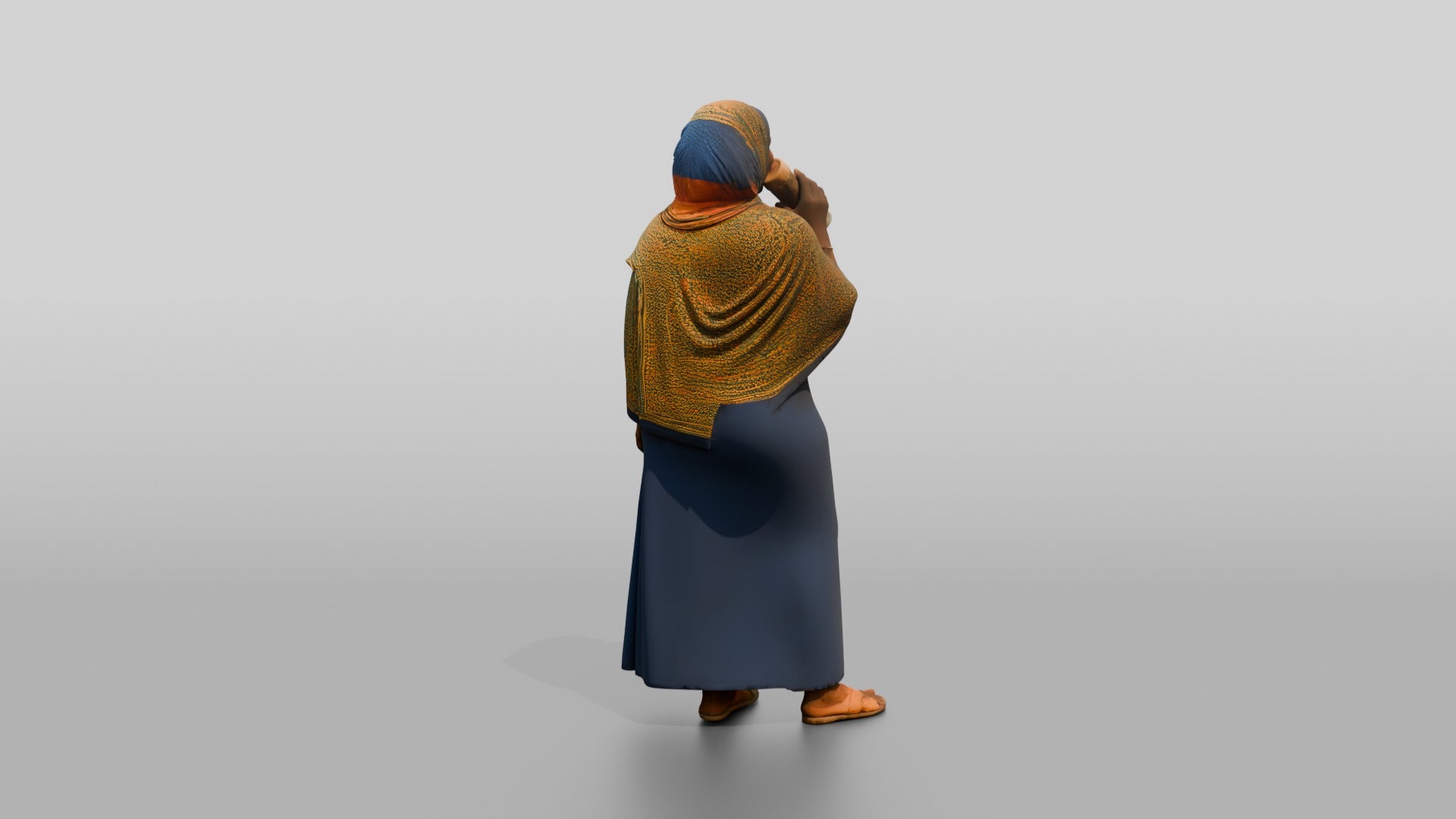 Curvy African Woman in a Headscarf Sipping Water