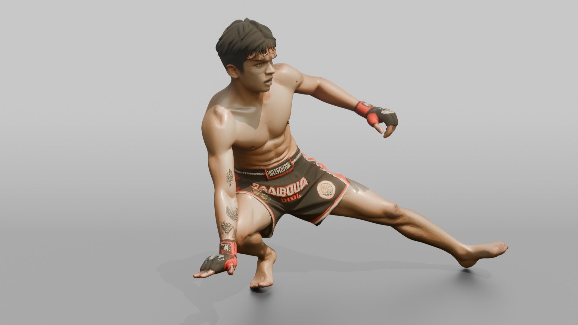MMA Fighter Low Sweeping Evasive Maneuver