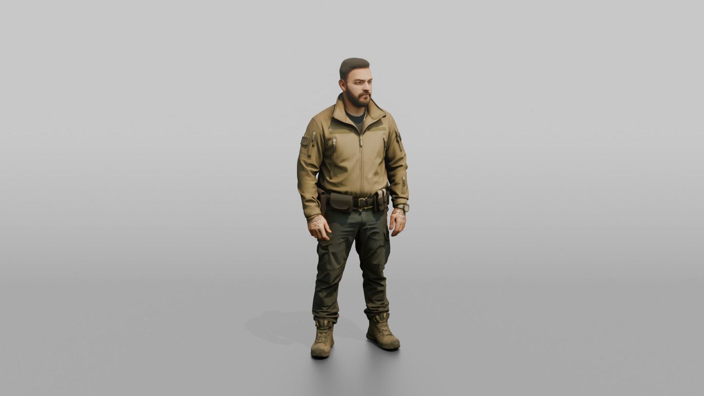 Protester Man Standing in Tactical Gear