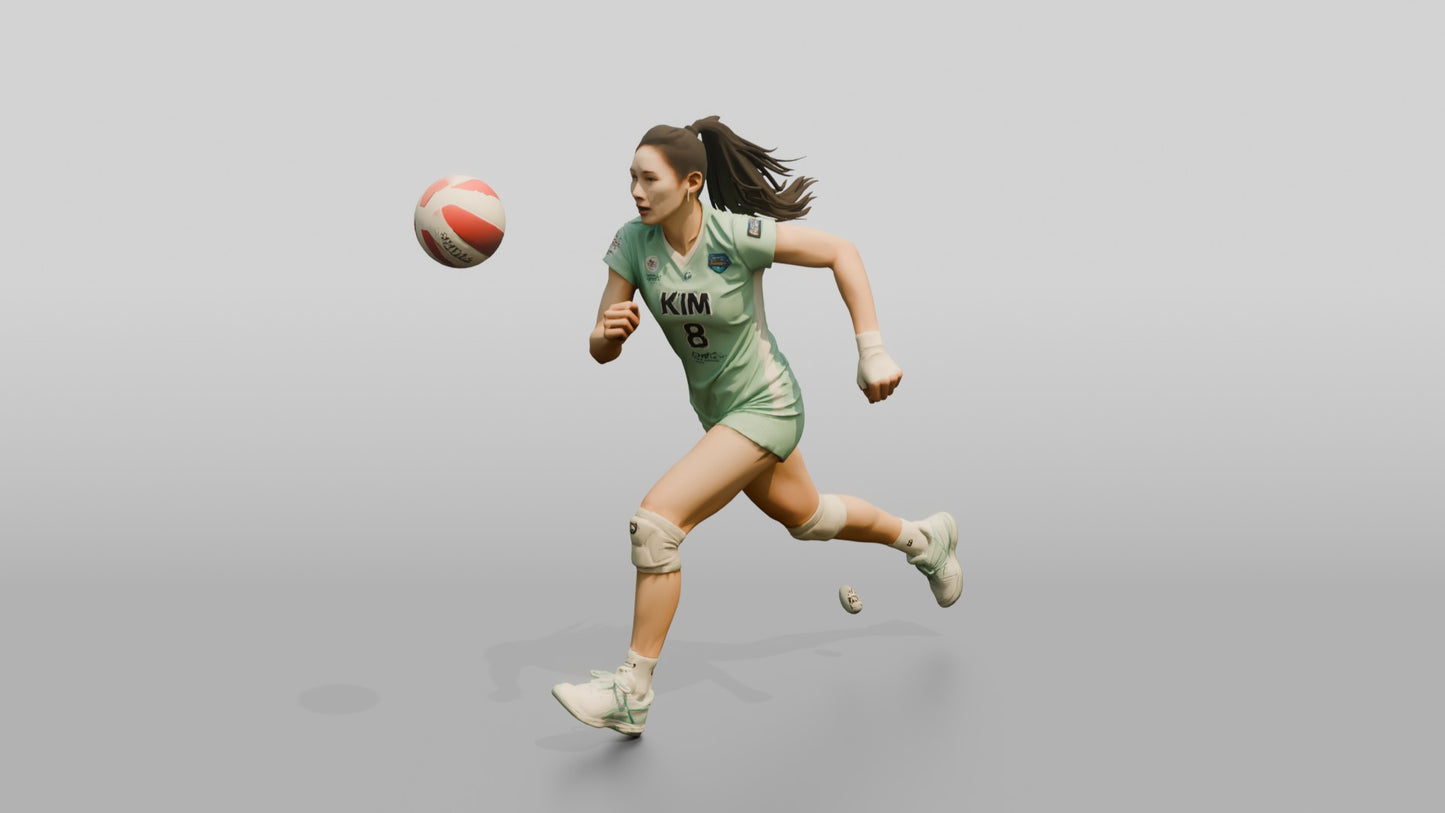 East Asian Female Volleyball Player in Mint Green Jersey