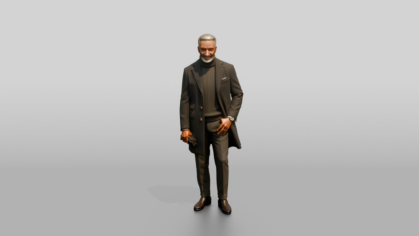 African-American Gentleman in Tailored Winter Jacket