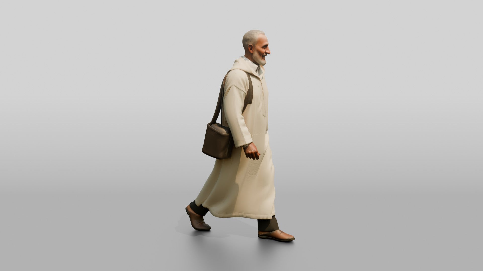 Elderly Tall Moroccan Man in Traditional Jalabiya