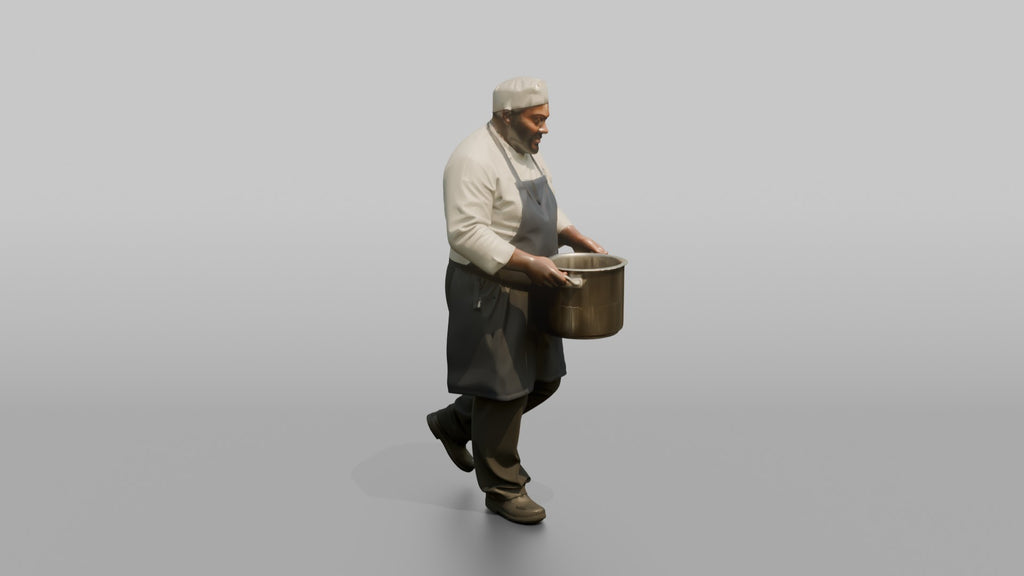 Ship's Chef Carrying a Steaming Pot Through the Galley