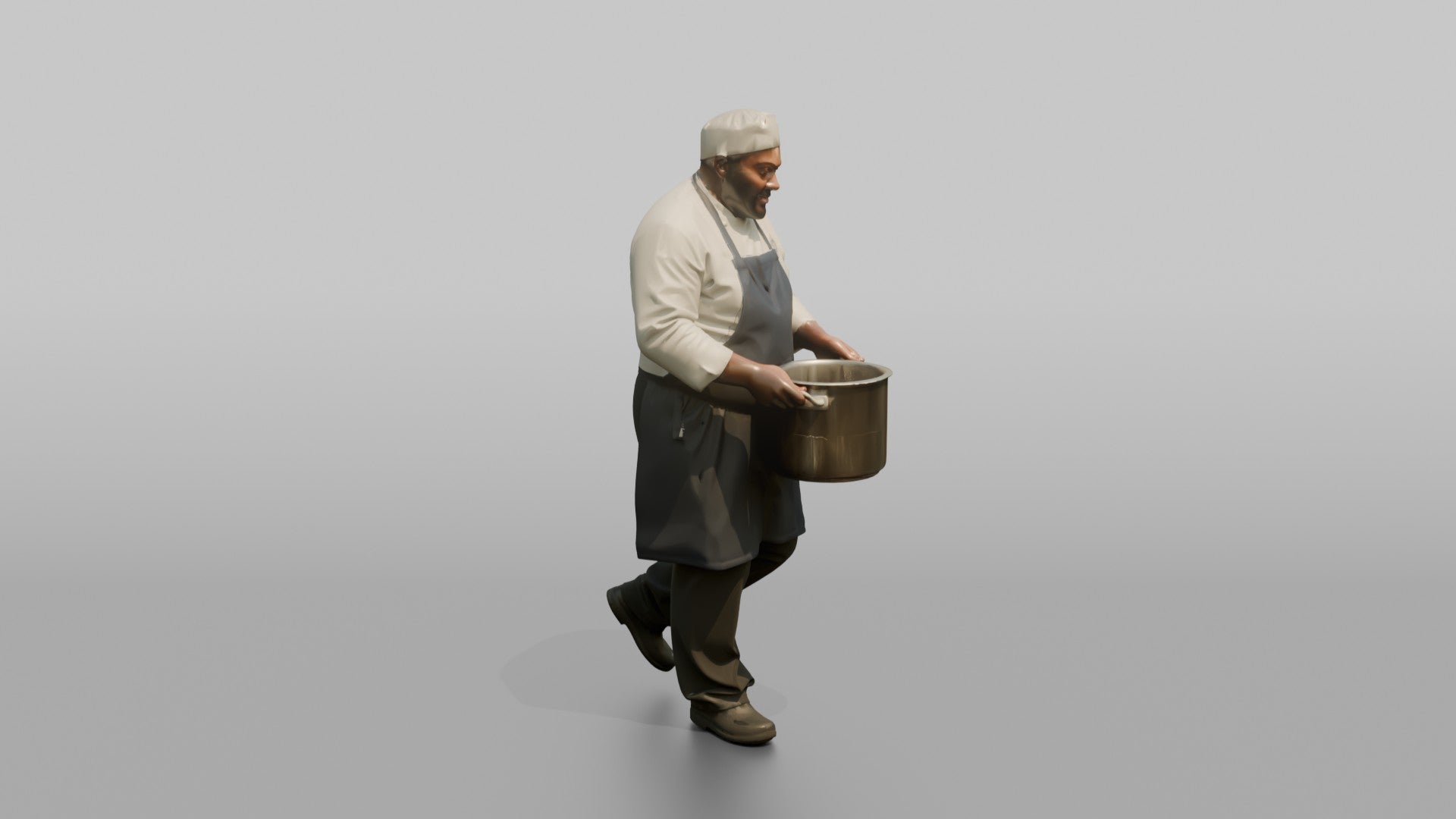 Ship's Chef Carrying a Steaming Pot Through the Galley