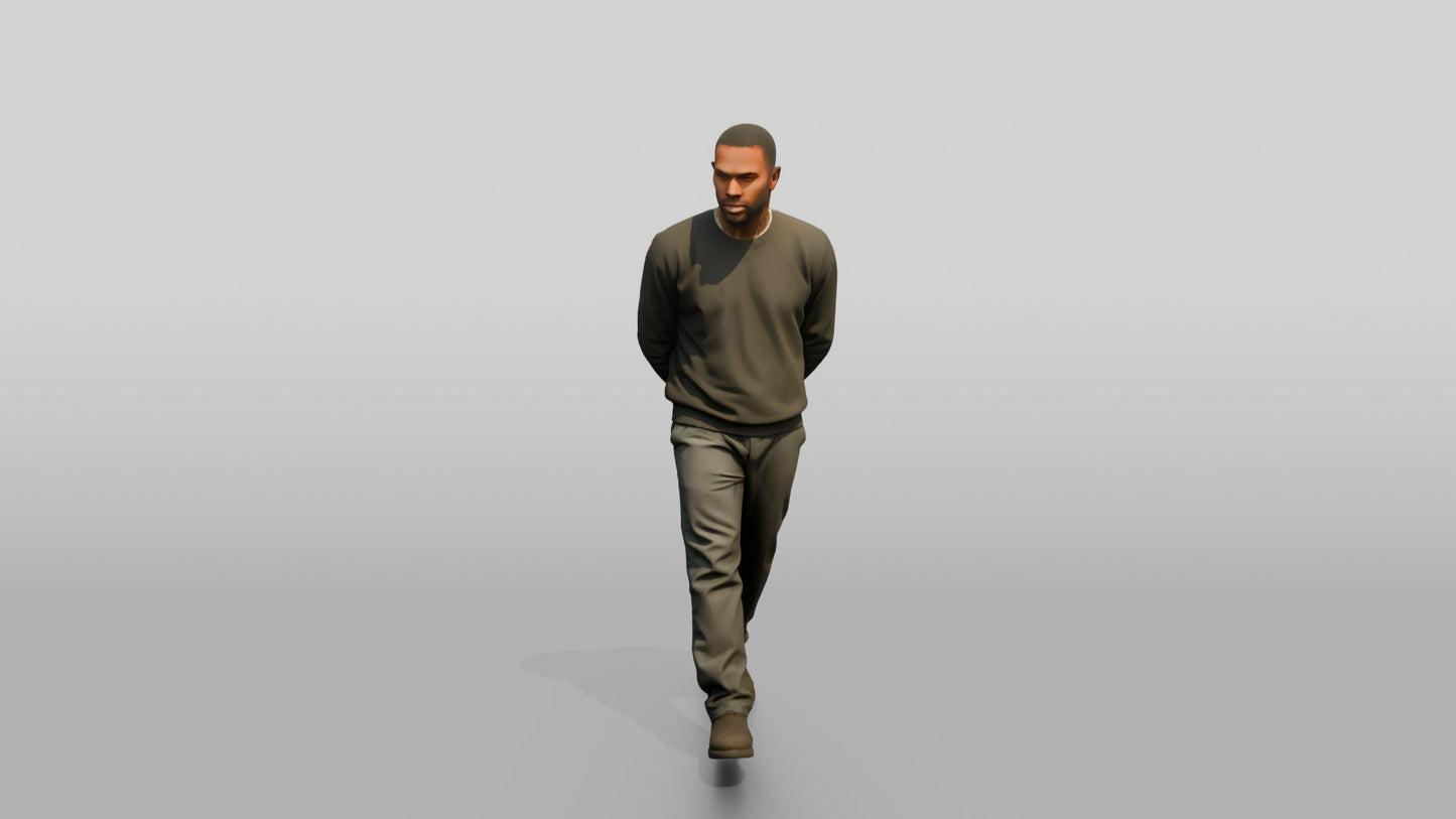 Black Male Prisoner in a Grey Sweatshirt and Dark Trousers