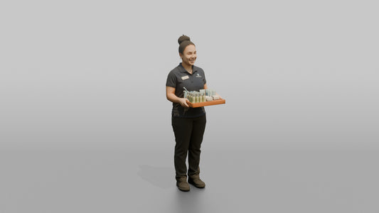 Housekeeping Staff Man Carrying A Tray Of Toiletries - 3D character model