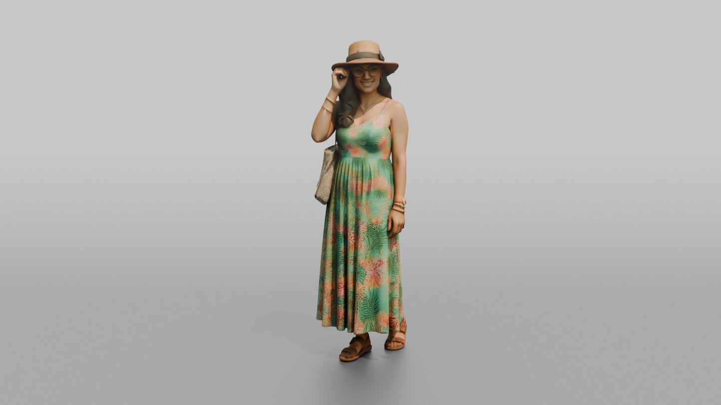 Vacationer Adjusting Sunglasses