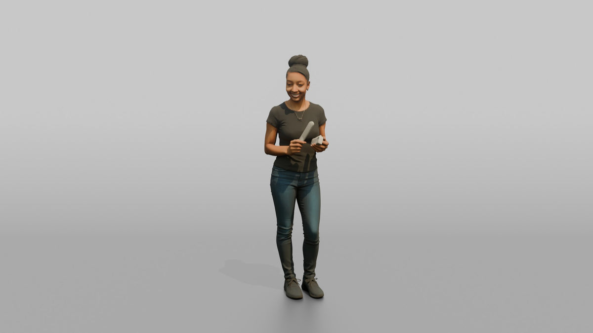 Nail Technician Man Holding A Nail File And Buffer - 3D character model, view 5